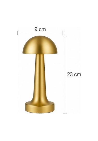 Gold Altın Mantar Desenli 3 Renk Dokunmatik Masa Lambası Gold Şarjlı Ayarlanabilir Masa Lambası Çok Renkli