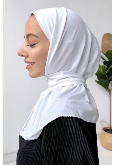 Kahijab Çıtçıtlı Bone - Beyaz - Standart Beyaz