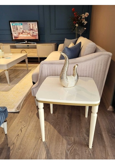 Akset Lüx Yan Sehpa Gold Krem