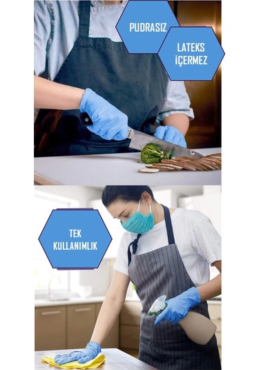 Nitril Muayene Eldiveni Pudrasız Mavi M Beden 100'lü Paket