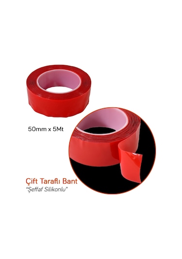 Carpi 50 Mm x 5 Mt Çift Taraflı Silikonlu Bant Şeffaf Br6570179