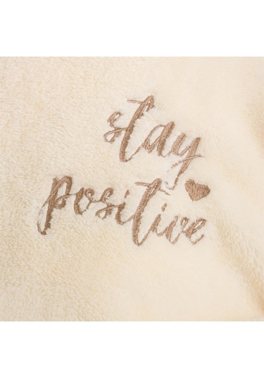 Welsoft Kapüşonlu Peluş Kadın Sabahlık Ekru