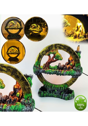 Işıklı Hayal Çemberi Geri Akış Tütsülük Gece Lambası Altın