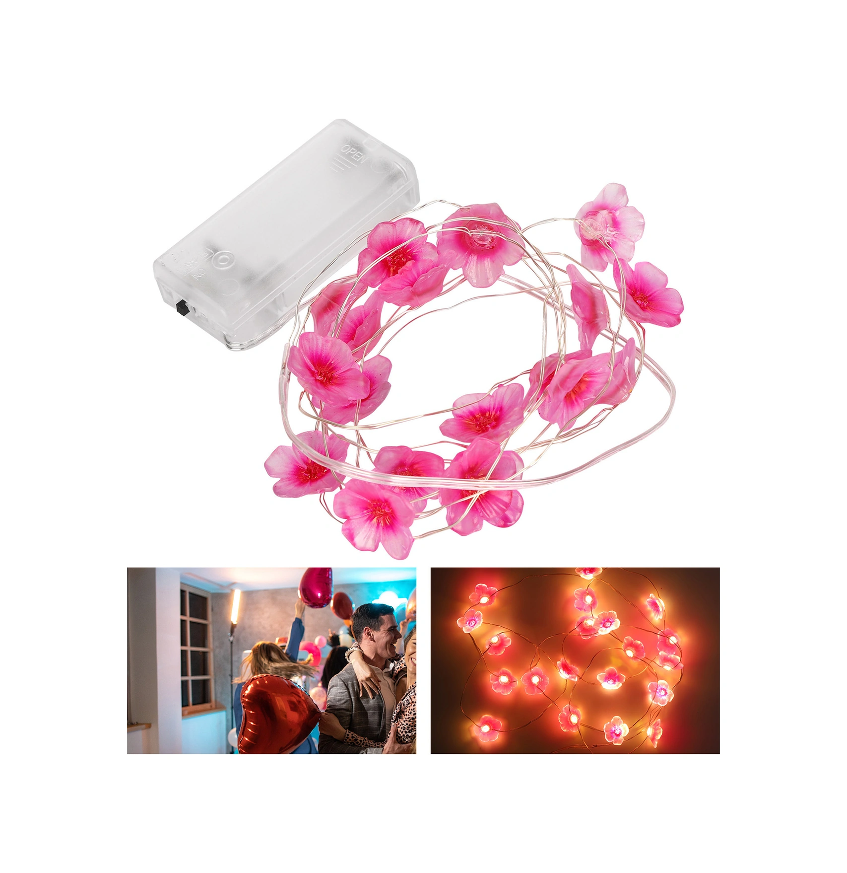 Wezone Plastik Çiçek Şekilli Led Işık Zinciri - 230cm Uzunluk, Pil İle Çalışır Pil Dahil Değil - Parti Ve Masa Dekorasyonu İçin Diğer