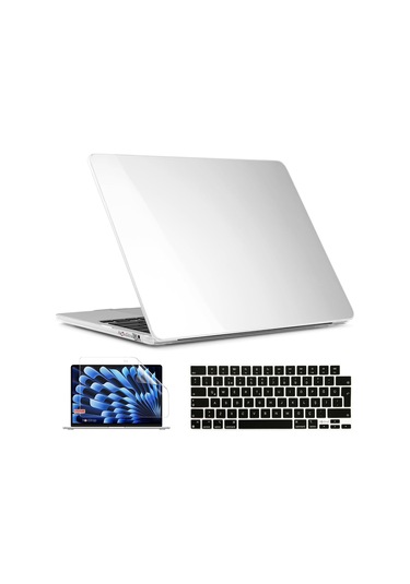 Novstrap  Macbook Air 15 İnç A2941 İle Uyumlu Kristal Parlak Kılıf + Siyah Klavye Kılıfı +film Karışık Çok Renkli