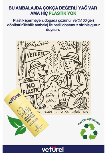 Veturel Kedi Köpek Pati Balm %100 Doğal Nemlendirici Stick Dirsek Burun Koruyucu Onarıcı Bakım - 40gr