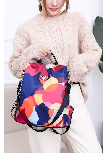 Xianwen Oloey Yeni Kadın Sokak Modası Baskılı Sırt Çantası Fuşya