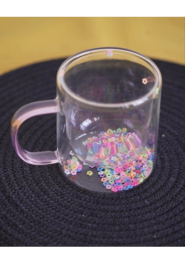 Lavena Çift Cidarlı Cam Kupa Beyaz