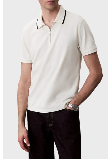 Calvin Klein Erkek Polo Lv04lf214g Yas Krem