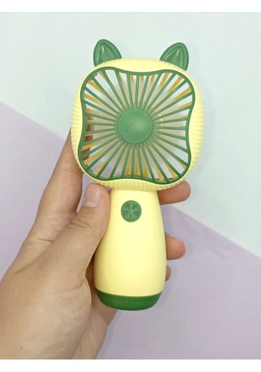 Mini Fan Kedi Model Fan Şarj Edilebilir El Fanı Vantilatör - Yeşil