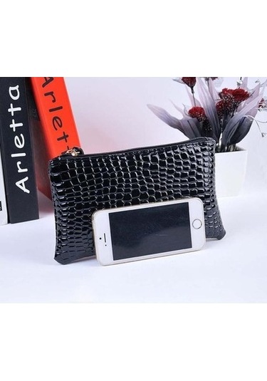 Linjinxu Moda Uzun Timsah Desenli Bayan Clutch Cüzdan Kırmızı Diğer Diğer