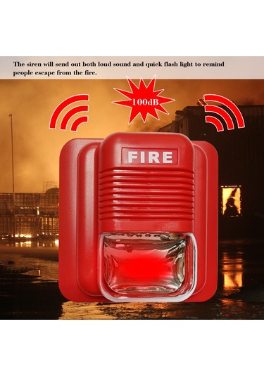 Symbee Fa-01 Yangın Alarm Sireni: 100db Ses + Hızlı Işık, Ofis/market/uygun, Dc 9-24v, Kırmızı Abs Malzeme