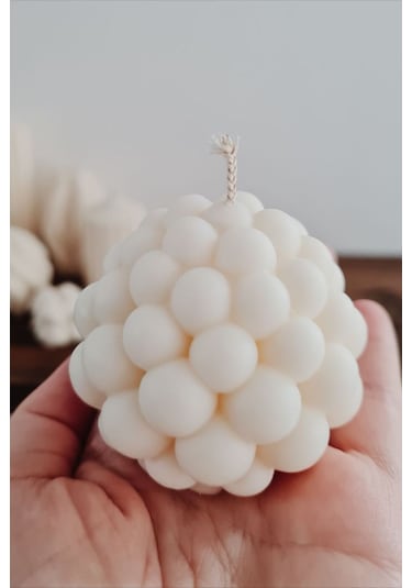 4 Adet Dekoratif Mini Bubble Kokulu Vegan Soya Mumu Beyaz