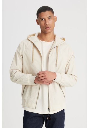 Regular Fit Normal Kesim Kapüşonlu Taş Rengi Mont Ceket L231225013 Taş