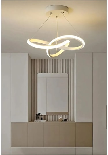 Modern Tasarım White Swan Plafonyer Led Avize Beyaz Gövde Salon Mutfak Hol Oturma Odası Avizesi Beyaz