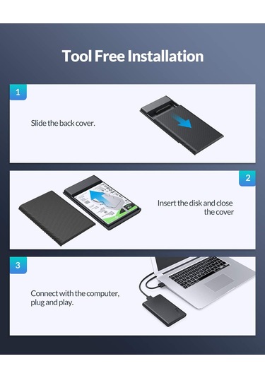 Jeemson Orıco 2521c3 2.5" Sata Ssd/hdd Kutusu, Usb 3.1 Type-c, Uasp İle 5gbps Hız, 4tb Destek, Araçsız Kurulum, Windows/mac/linux Uyumlu