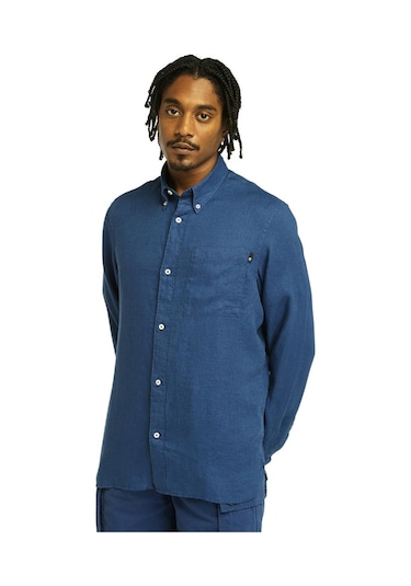 Timberland Tb0a66b9 Linen Chest Pocke Mavi Erkek Gömlek Mavi