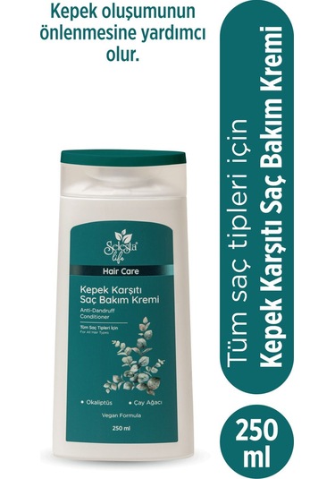 Selesta Life Okaliptüs Ve Çay Ağacı Bitki Özlü Kepek Karşıtı Saç Bakım Kremi Tüm Saç Tipleri İçin 250 Ml