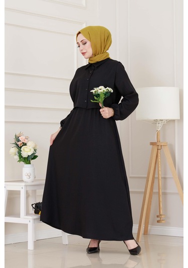 Yanları Bağlamalı Elbiseli Takım-siyah-5020 Siyah