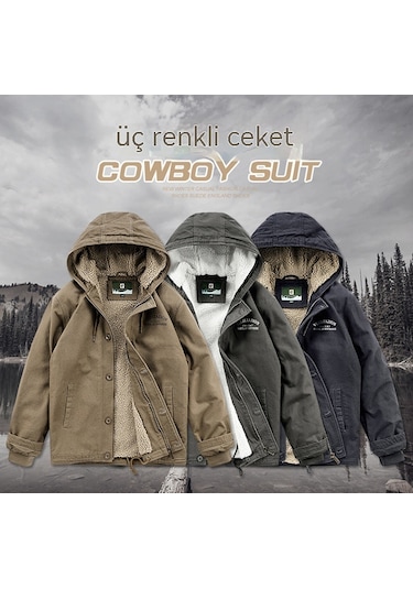 Ikkb Kışlık Erkek Gündelik Kalınlaşmış Sıcak Kapüşonlu Ceket Kaban Siyah