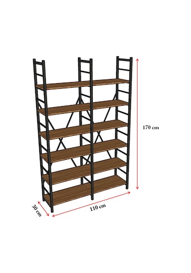 6 Raflı Metal Kitaplık İki Modül-metalk02-petra