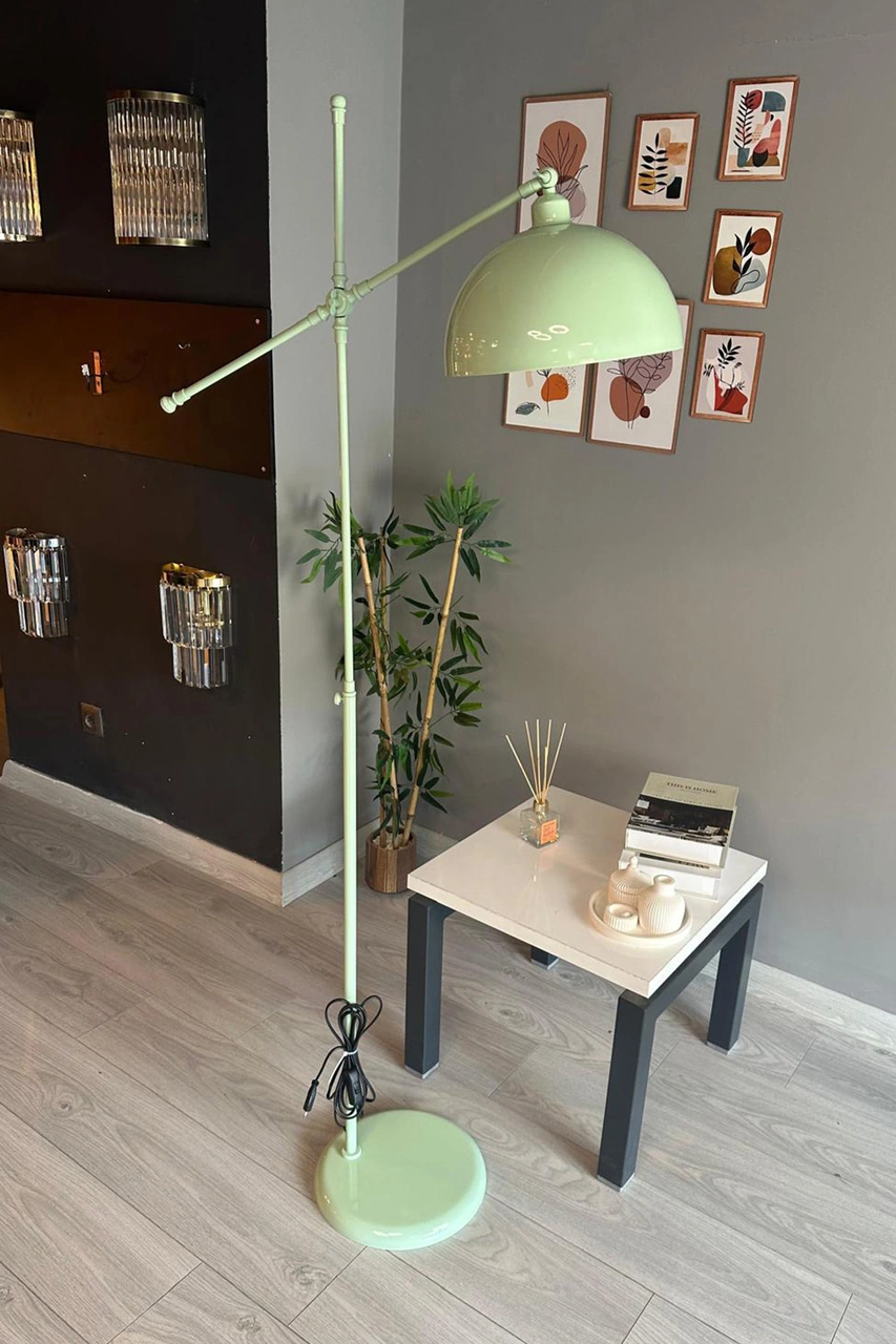 Mint Makas Gövde Lambader Hareketli Başlık Modern Dekoratif Metal Oturma Odası Çalışma Odası Zemin Lambası Su Yeşili