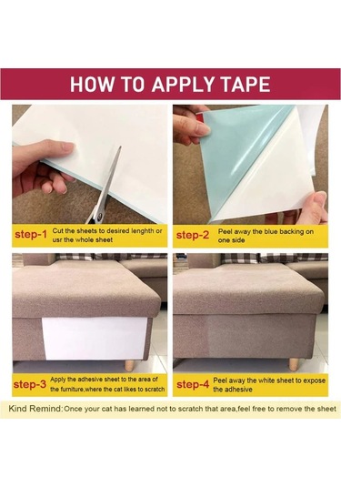 Geeroyoo Kediler İçin Çizik Önleyici Şeffaf Bant, Mobilya Koruyucu 8 Li Set - Koltuk, Kapı, Duvar, Halı Koruma