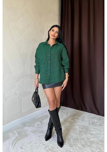 Yeşil Işıltılı Gömlek Yeşil