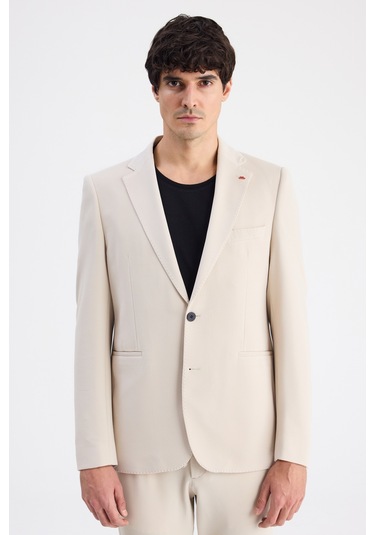 Twn Slim Fit Bej Armürlü Kumaş Ceket 6ec04bb01474m