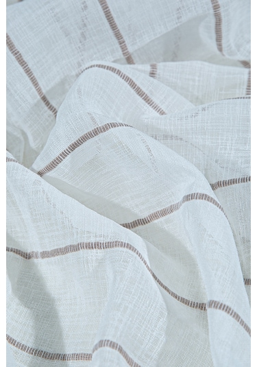 Louison Halkalı Tül Perde Kahve Çizgili 140x280 Kahve