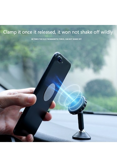 Sones Q7 Araba Ev Cep Telefonu Manyetik Braket Güçlü Manyetik Çift Bilyalı Gösterge Paneli Navigasyon Braketi Siyah