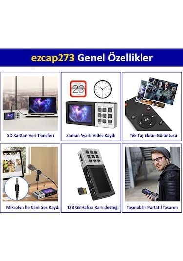 Ezcap273 Bilgisayarsız 3.5 İnç Ekran Oyun Kaydedici Hdmı Capture