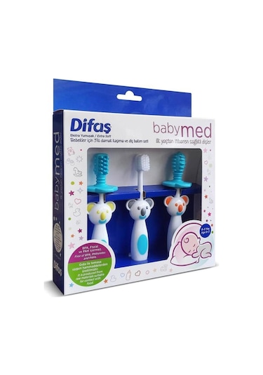 Babymed 3'lü Damak Kaşıma Ve Diş Bakım Seti Pembe - Mavi