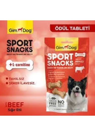 Gimdog Sportsnacks Sığır Etli Ödül Tableti 60 G