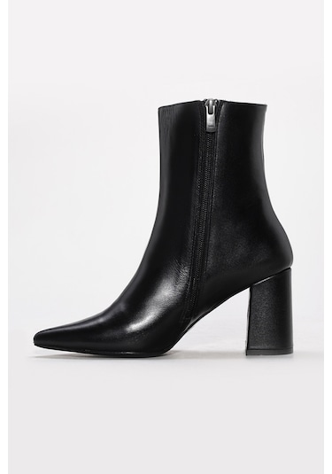 Hakiki Deri Kadın Kalın Topuklu Bot 215dza3211 Siyah