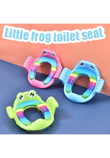 Sunshine011 Pembe Kurbağa Desenli Seyahat Çocuk Tuvalet Eğitim Koltuğu, Kolay Temizlenir Pembe