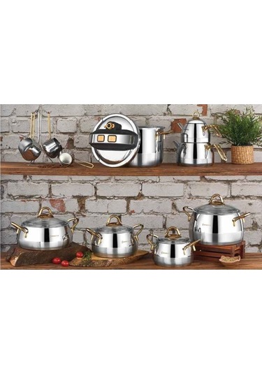 Remetta Solido Gold Çeyiz Seti Takımı 18 Prç Tencere Tava Gri