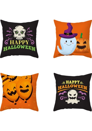 Teltree Halloween Dekoratif Yastık Kılıfı - Kürkü Dokulu, Kelebek/pumpkin Desenli, Ev/araba/parti İçin, 45x45cm Diğer