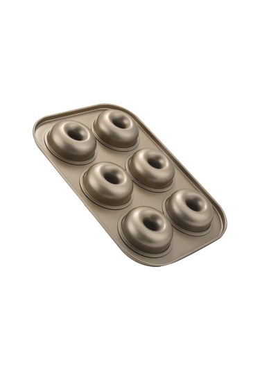 Xurunkeji Madeleine Pan, Yapışmaz Donut Tepsisi, 2 Parça Donut Pişirme Tepsisi, Karbon Çelik Donut Kalıbı, 6 Donutluk Donut Pişirme Kabı Poşeti Kalıbı Altın