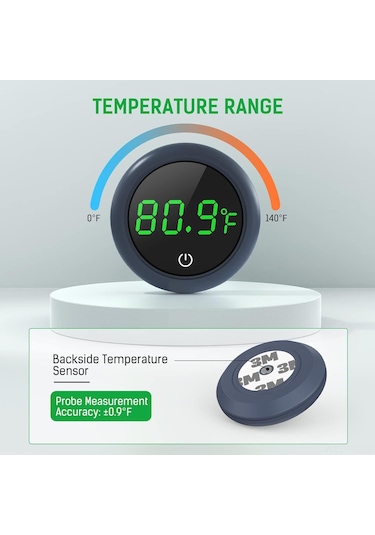 Skycity Akvaryum Sıcaklık Ölçer, Kablosuz Dokunmatik Led Ekranlı, Yüksek Hassasiyetli, Siyah, Fahrenheit Ölçümü