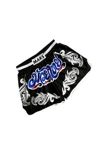 Mavi Unisex Muay Thai Şort Buz Ipek Baskılı Nakış Elastik Bel Boks Mücadele Kickboks Grappling Eğitim Egzersiz Spor Şort