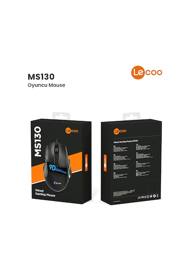 Lecoo MS130 Kablolu 7200DPI 9 Makro Tuşlu RGB Gaming Optik Mouse