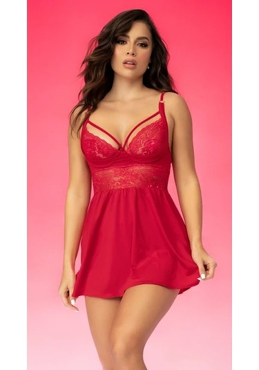 New Dreams Modern Göz Alıcı Kırmızı Dantelli Tasarım Jartiyer Etekli Gecelik Kırmızı