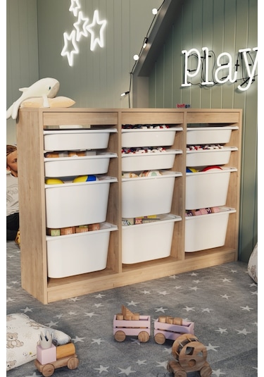 Bofigo 12 Sepetli Dolap Çok Amaçlı Dolap Oyuncak Dolabı Lara Safi