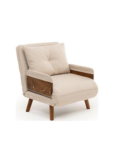 Pafu Cosmo Tekli Katlanır Yataklı Koltuk - Keten Krem Krem