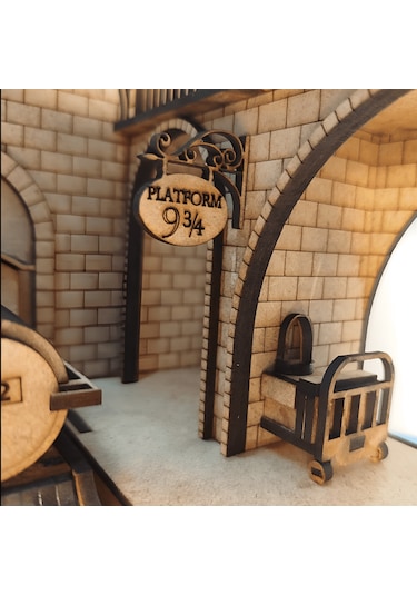 Platform 9 3/4 Tren İstasyonu Ahşap Maket Seti Dıy Book Nook Koleksiyoner Modeli