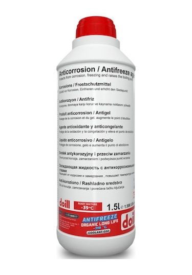 Doill -39 / -40 Derece Hazır Karışım 1.5 Litre Kırmızı Organik Antifriz - G12