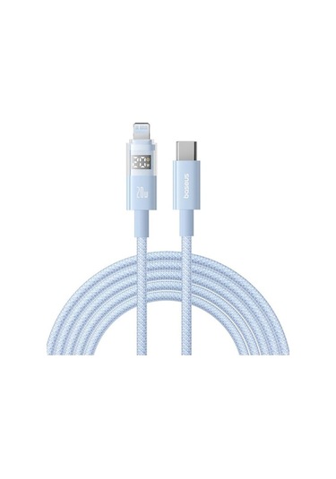 Rogfer Baseus Ekran 20w Type-c - 8 Pin Hızlı Şarj Kablosu, Uzunluk: 2m Mavi