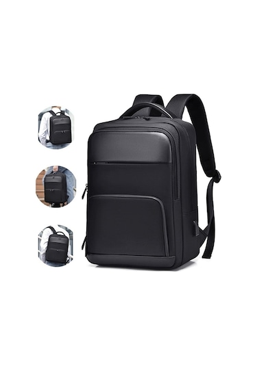 Senshidun-6012 Çok Amaçlı Usb Şarj Portlu 16" Laptop Sırt Çantası Siyah