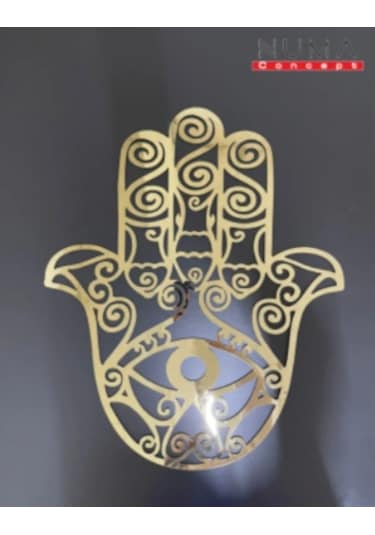 Hamsa Fatma Ana Eli Ahşap Mdf Üzeri Gold Pleksi